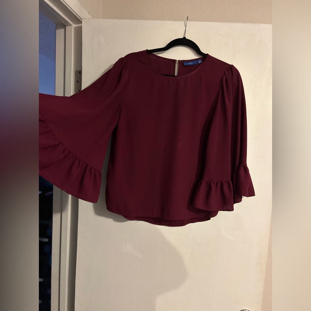 Burgundy blouse with bell sleeves